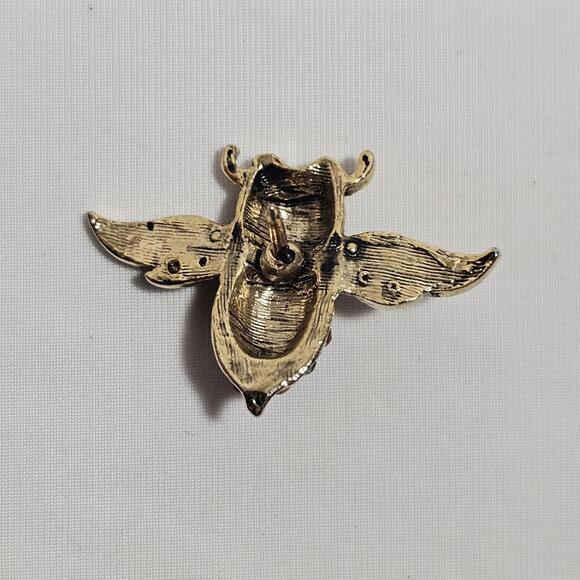 Vintage Multi-Color Crystal Rhinestone Gemstone Amber Bee Brooch Lapel Pin - Picture 5 of 5
